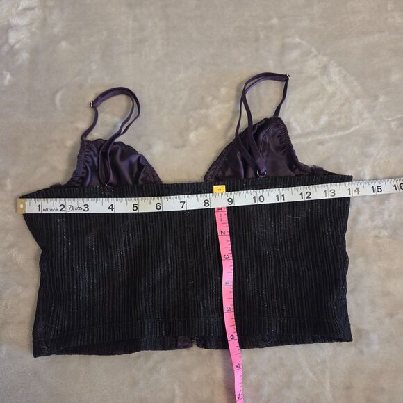 Womens MEDIUM Purple & Black Corsette Style Top Whimsigoth Fairycore Steampunk - Picture 4 of 4